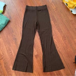 BRAND NEW H&M brown ribbed pants with elastic waistband size M